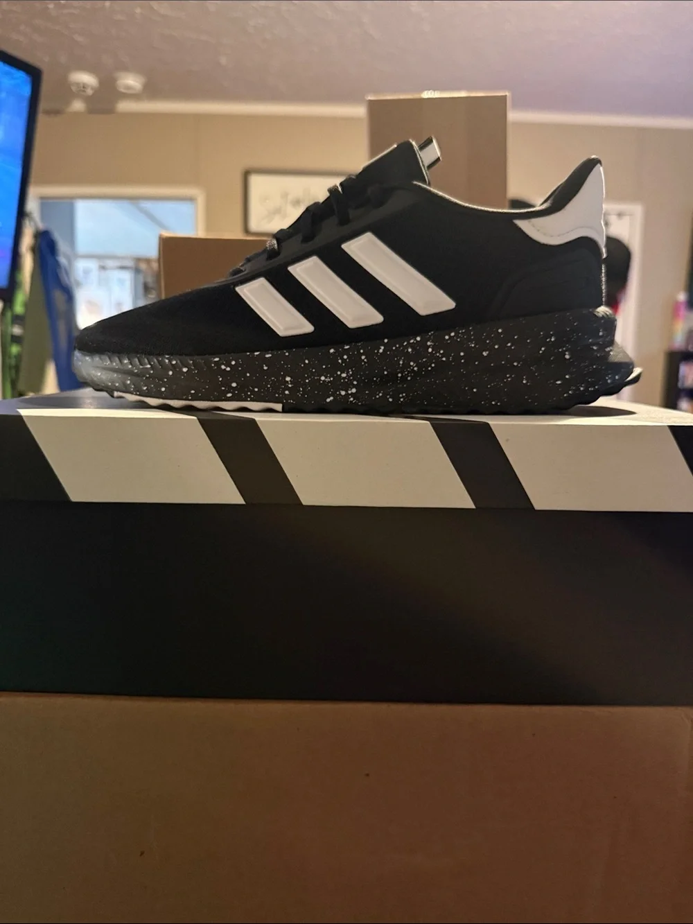 adidas Black & White Athletic Runner with Speckled Midsole